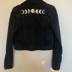 One of a kind black moon phase denim jacket